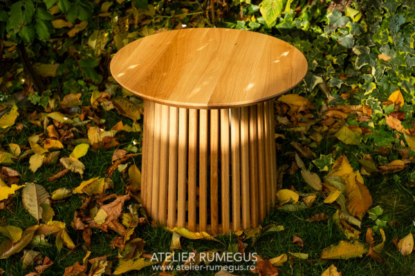 Masa cafea lemn masiv stejar riflaj