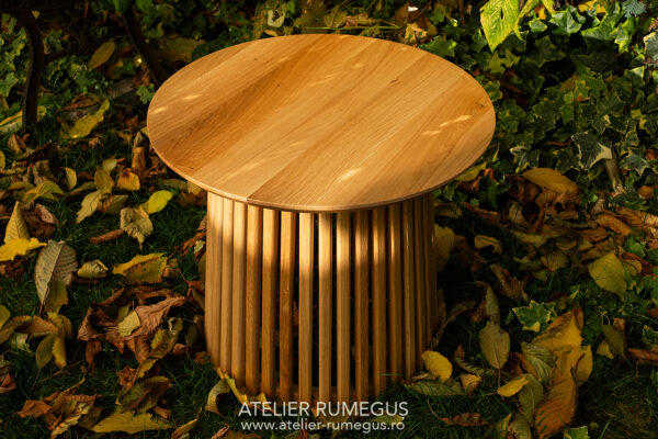 Masa cafea lemn masiv stejar riflaj