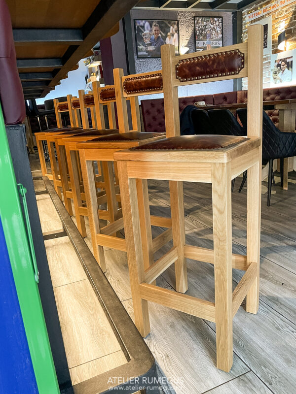 scaune bar lemn masiv stejar piele