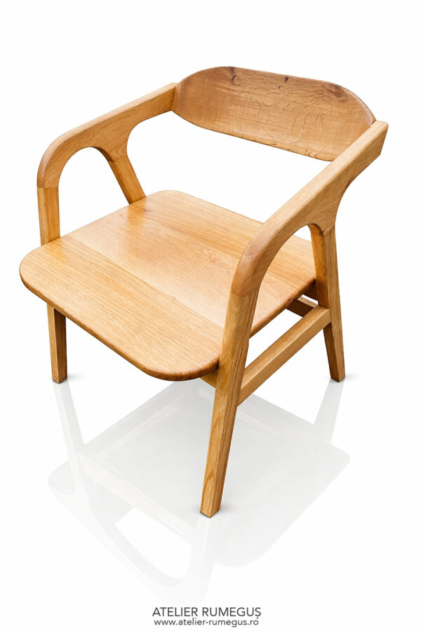 Scaun lemn masiv stejar spatar curbat