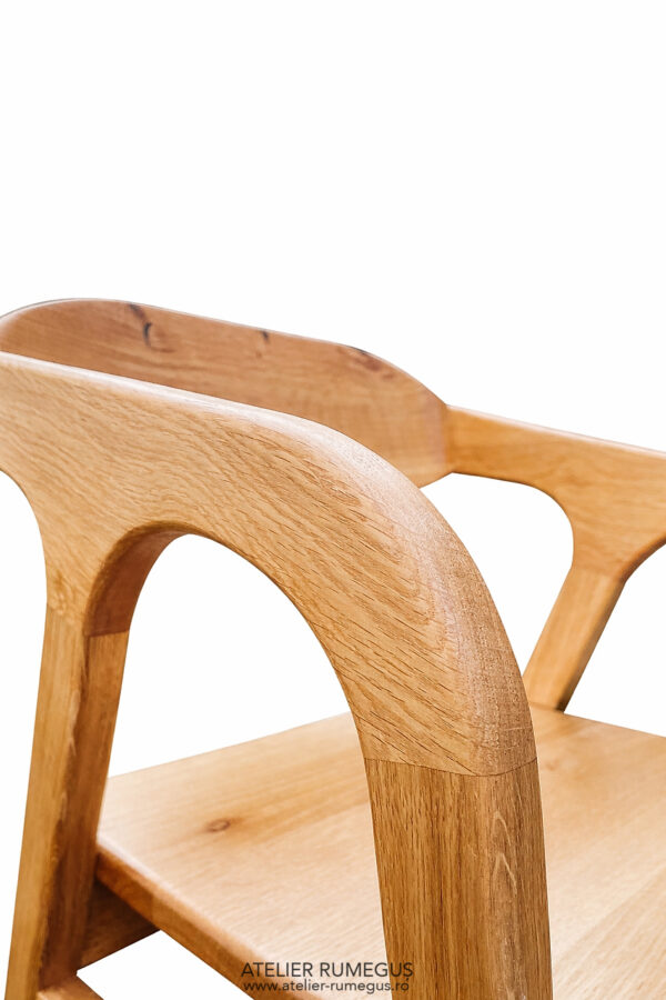 Scaun lemn masiv stejar spatar curbat