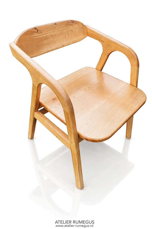 Scaun lemn masiv stejar spatar curbat